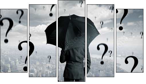 Businessman and questions  - Obraz pięcioczęściowy, Pentaptyk