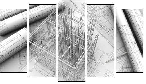 Plany budynku – architektoniczne dzieło stworzenia
 - Obraz pięcioczęściowy, Pentaptyk