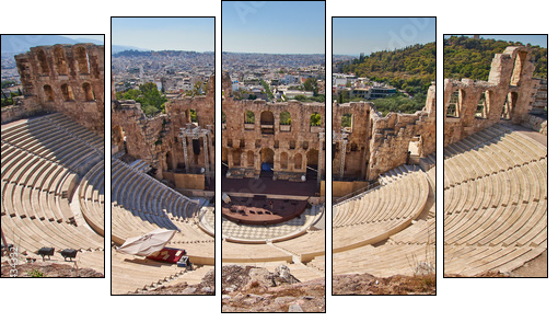 ancient theatre under Acropolis of Athens, Greece  - Obraz pięcioczęściowy, Pentaptyk