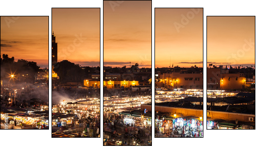 Marrakesch, Djemaa el Fna, Marokko  - Obraz pięcioczęściowy, Pentaptyk