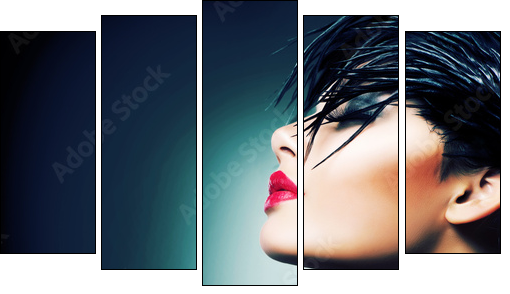 Fashion Art Portrait Of Beautiful Girl. Vogue Style Woman  - Obraz pięcioczęściowy, Pentaptyk