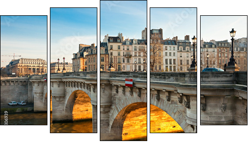 Pont neuf, Ile de la Cite, Paris - France  - Obraz pięcioczęściowy, Pentaptyk