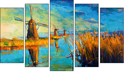 Windmills  - Obraz pięcioczęściowy, Pentaptyk