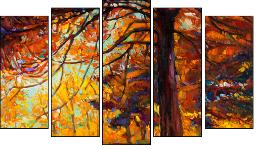 Autumn tree  - Obraz pięcioczęściowy, Pentaptyk