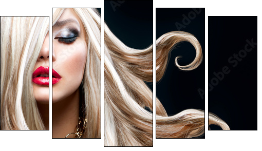 Blond Hair. Beautiful Sexy Blonde Girl  - Obraz pięcioczęściowy, Pentaptyk