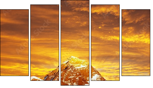 Evening colored view of Everest from Kala Patthar  - Obraz pięcioczęściowy, Pentaptyk
