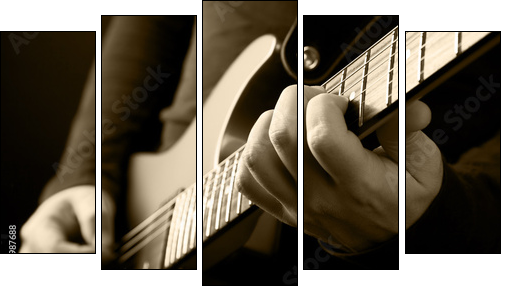 guitarist hands  - Obraz pięcioczęściowy, Pentaptyk