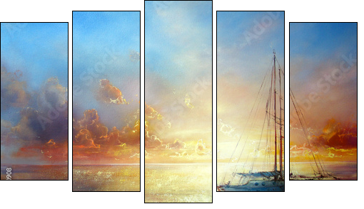 Seascape Pier  - Obraz pięcioczęściowy, Pentaptyk