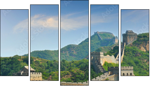 Great Wall of China in Summer with beautiful sky  - Obraz pięcioczęściowy, Pentaptyk