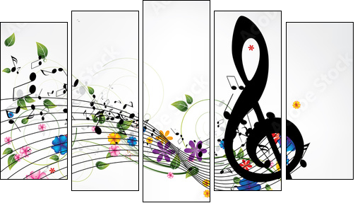Musical abstract background  - Obraz pięcioczęściowy, Pentaptyk