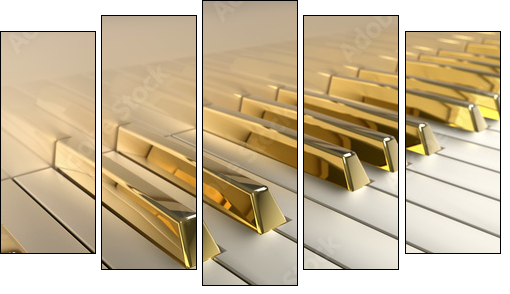 Gold Piano  - Obraz pięcioczęściowy, Pentaptyk