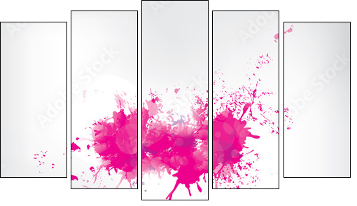 Colored paint splashes  on abstract background  - Obraz pięcioczęściowy, Pentaptyk