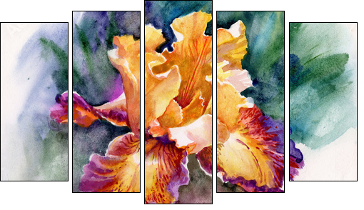 Yellow iris  - Obraz pięcioczęściowy, Pentaptyk