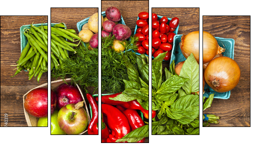 Market fruits and vegetables  - Obraz pięcioczęściowy, Pentaptyk