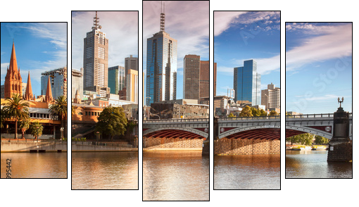 Melbourne skyline from Southbank  - Obraz pięcioczęściowy, Pentaptyk