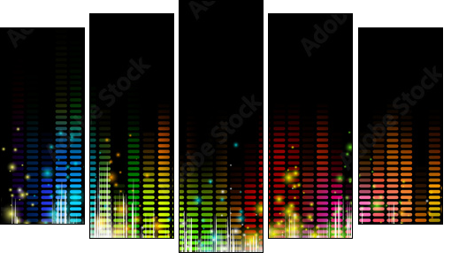 Vector Illustration of a Colorful Music Equalizer  - Obraz pięcioczęściowy, Pentaptyk