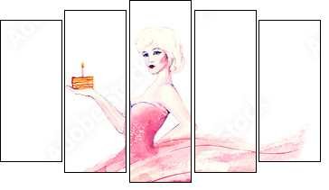 happy birthday  - Obraz pięcioczęściowy, Pentaptyk