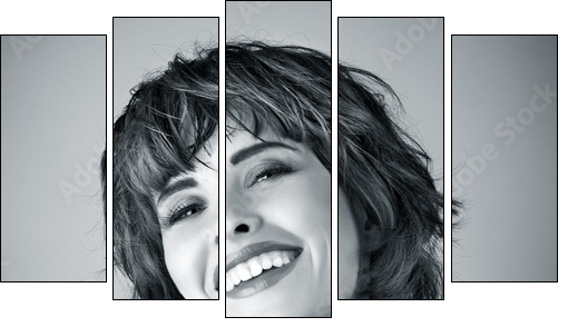 Photo of beautiful laughing woman  - Obraz pięcioczęściowy, Pentaptyk
