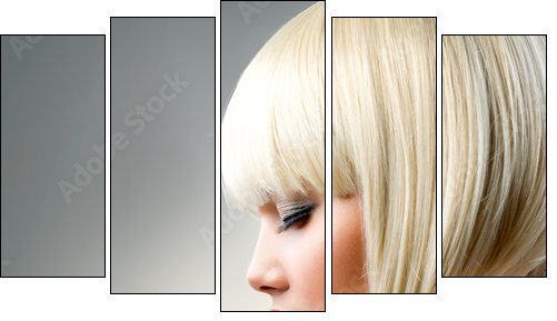 Beautiful Model with Short Blond hair  - Obraz pięcioczęściowy, Pentaptyk