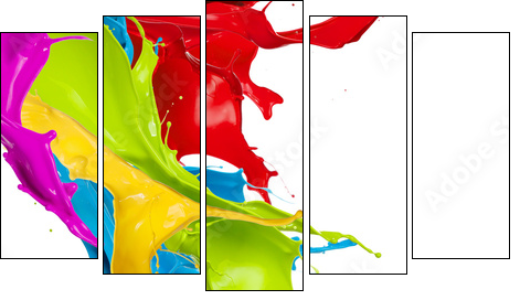 Colored splashes in abstract shape, isolated on white background  - Obraz pięcioczęściowy, Pentaptyk