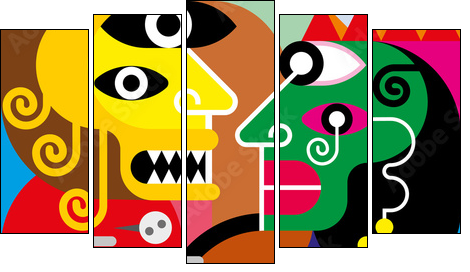 Woman and man - vector illustration - Obraz pięcioczęściowy, Pentaptyk