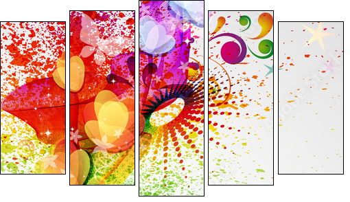 Floral design background.  - Obraz pięcioczęściowy, Pentaptyk