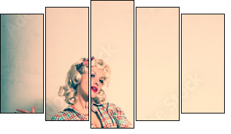 Stylish blonde. Pin-up girl. American style  - Obraz pięcioczęściowy, Pentaptyk