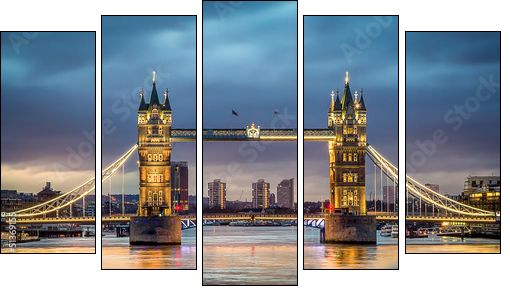 Tower bridge sunset - Obraz pięcioczęściowy, Pentaptyk