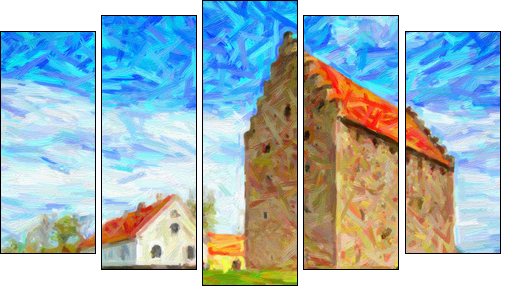 Glimmingehus Castle Painting  - Obraz pięcioczęściowy, Pentaptyk