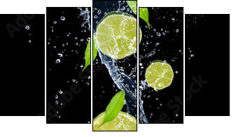 Limonki w soczystym anutrażu - Obraz pięcioczęściowy, Pentaptyk