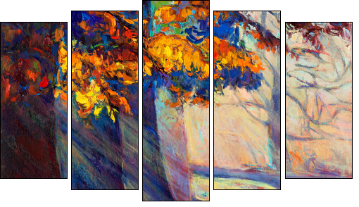 Autumn forest  - Obraz pięcioczęściowy, Pentaptyk