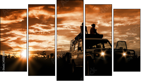 adventure sunset  - Obraz pięcioczęściowy, Pentaptyk