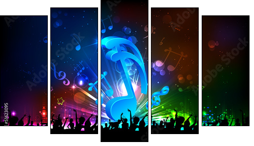 Musical Party Background  - Obraz pięcioczęściowy, Pentaptyk