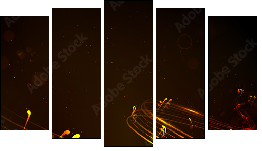 Colorful Musical Note Background  - Obraz pięcioczęściowy, Pentaptyk