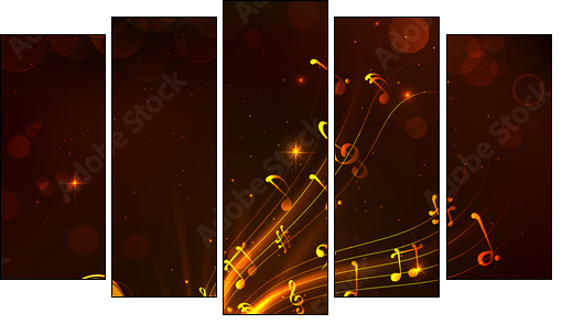 Music Tune from Saxophone  - Obraz pięcioczęściowy, Pentaptyk