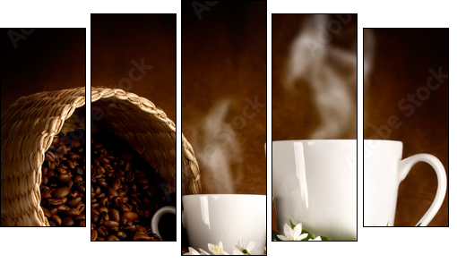 CaffÃ¨ in tazza  - Obraz pięcioczęściowy, Pentaptyk