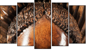 Carved face in the wood  - Obraz pięcioczęściowy, Pentaptyk