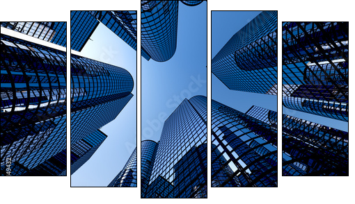 Reflective skyscrapers, business office buildings.  - Obraz pięcioczęściowy, Pentaptyk
