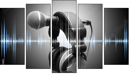concepto de musica y grabacion en estudio  - Obraz pięcioczęściowy, Pentaptyk
