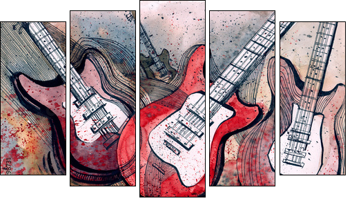 guitar music  - Obraz pięcioczęściowy, Pentaptyk