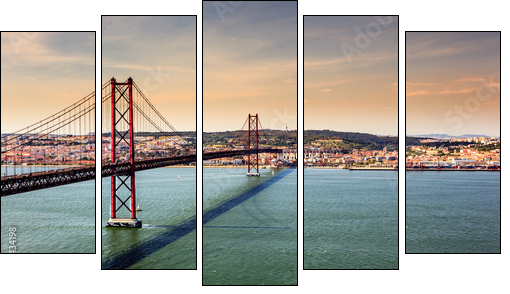 Bridge of 25th of April, Lisbon - Obraz pięcioczęściowy, Pentaptyk