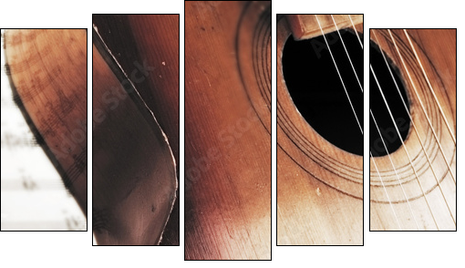 Acoustic guitar  - Obraz pięcioczęściowy, Pentaptyk