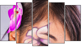 Beautiful asian woman with fashion make-up  - Obraz pięcioczęściowy, Pentaptyk