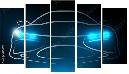 Silhouette of car. Vector illustration  - Obraz pięcioczęściowy, Pentaptyk
