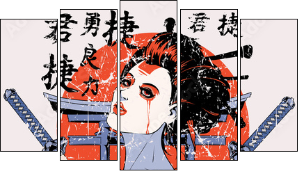 Geisha  - Obraz pięcioczęściowy, Pentaptyk