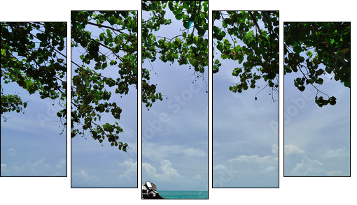 Scooter on the beach, Travel in summer time concept  - Obraz pięcioczęściowy, Pentaptyk