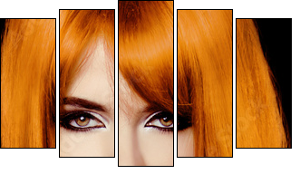 Fashion Portrait Of Beautiful Girl. Vogue Style Woman. Hairstyle  - Obraz pięcioczęściowy, Pentaptyk
