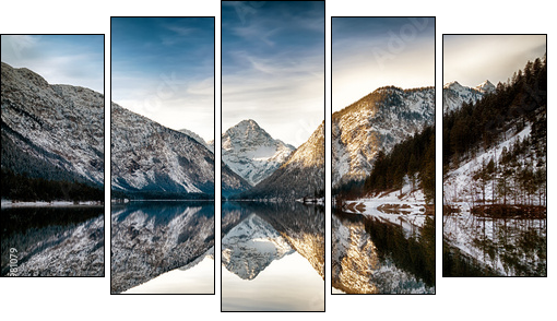 Reflection at Plansee (Plan Lake), Alps, Austria  - Obraz pięcioczęściowy, Pentaptyk