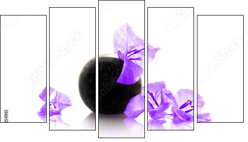 Composition zen avec bougainvillÃ©e violette  - Obraz pięcioczęściowy, Pentaptyk