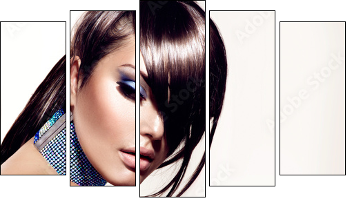 Fashion Beauty Girl. Gorgeous Woman Portrait  - Obraz pięcioczęściowy, Pentaptyk